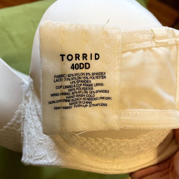 Torrid White Bombshell Everyday Strapless Push-Up Bra 40DD NO STRAPS - Picture 4 of 5